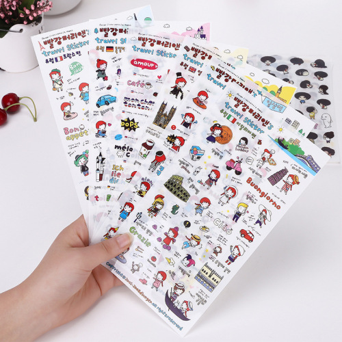 japan and south korea stationery cute cartoon stickers diary stickers journal stickers diy decorative stickers children stickers 1 set of 6 pieces