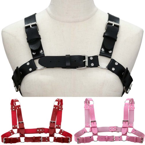 Men‘s and Women‘s Leather Adjustable belt Sling Seat Belt Punk Gothic Chest Shoulder Strap Body Ratchet Tie down