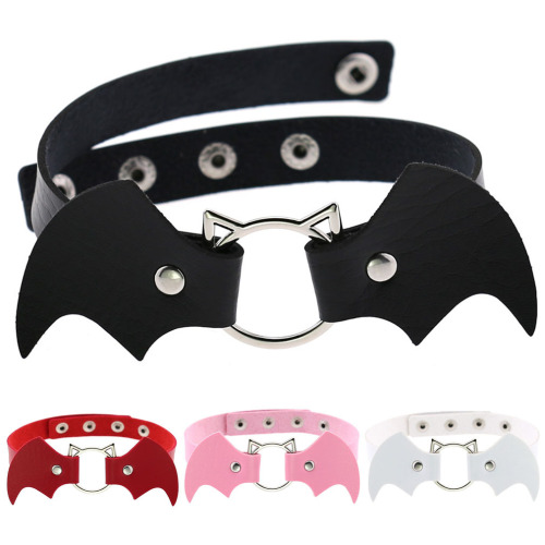 European and American Punk Creative Bat Vampire Leather Neckband Necklace Trend Halloween Christmas Neckband Clavicle Chain