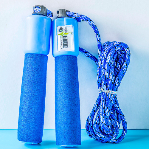 6131 factory direct sponge handle count jump rope fitness competition jump rope sponge handle high elastic cotton rope
