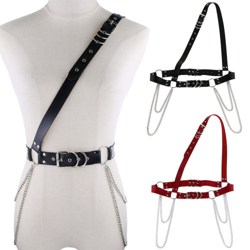new design punk hip hop fashion for women men belt chain trend leather pin buckle chain belt belt strap