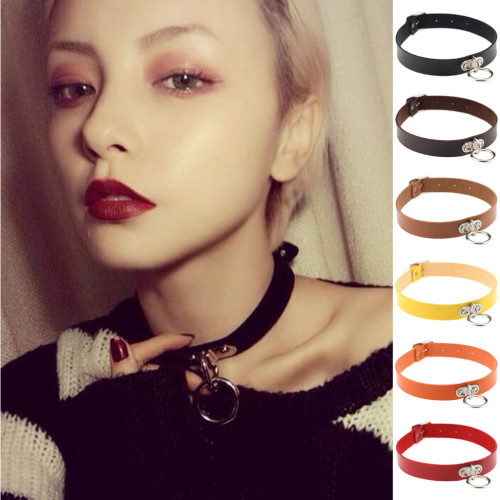 japanese and korean devil tie harajuku punk rivet love lock fashion trend leather collar necklace bracelet