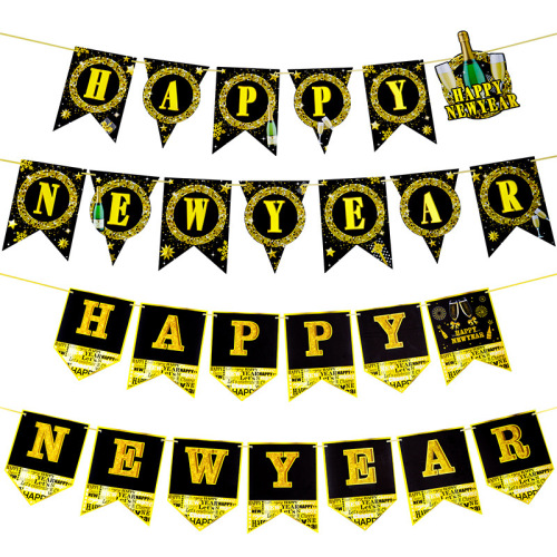 Amazon New Happy New Year Letter Hanging Flag Happy New Year Banner Scene Setting Supplies