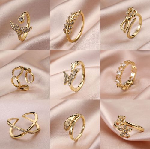 Japanese and Korean Special-Interest Design Simple Trendy Ins Zircon Ring Personalized Bracelet Fashion Trending Opening Ring Set