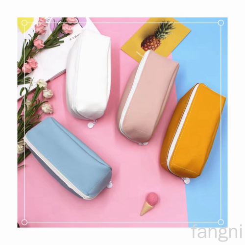 factory direct sales domestic and foreign trade new large capacity pencil case student stationery storage bag solid color pencil case bread pencil case