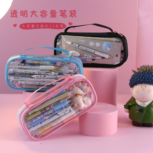 transparent pencil case large capacity simple student japanese stationery bag stationery box ins male and female student stationery box bag