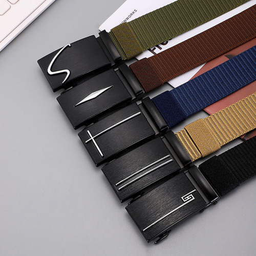 New Men‘s Nylon Automatic Buckle Belt Sports Outdoor Tactics Belt Foreign Trade Exclusive for Cross-Border Factory Wholesale