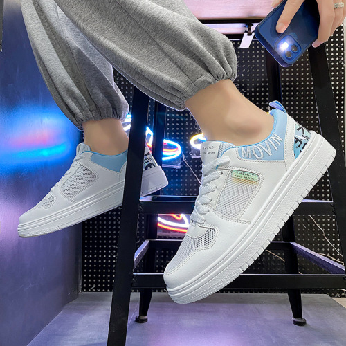 2022 summer new low-top white shoes trendy ins fashionable casual sports mesh breathable sneakers trendy men‘s shoes