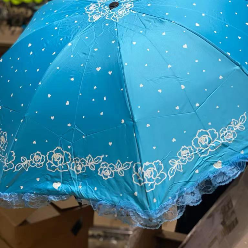 tri-fold lace love rose umbrella sun protection rain proof brand new spot factory direct sales cheap wholesale