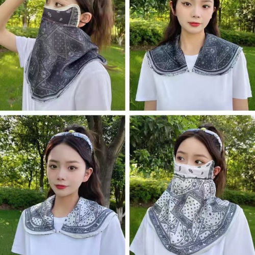 internet celebrity sunscreen mask breathable magnetic suction buckle all-match shawl fake collar neck protection dual-use double-sided sunshade veil multifunctional