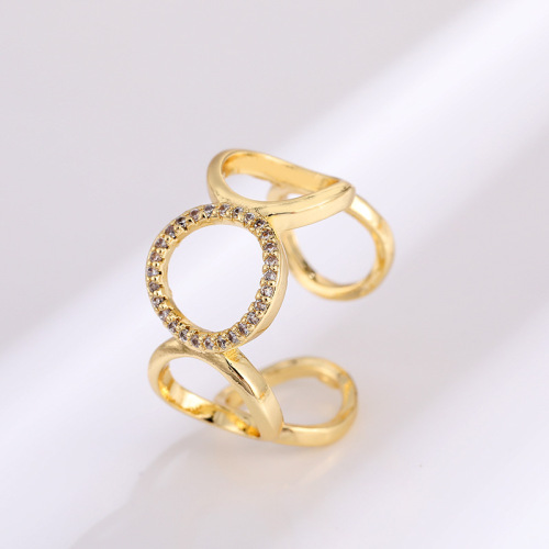 Elegant Circle Open-End Zircon Ring Female Ins Style Special-Interest Design Ring Affordable Luxury Fashion High Sense Index Finger Ring