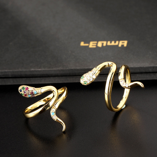 cool style bohemian fashion all-match snake ring japanese and korean trend opening adjustable copper zircon ring female