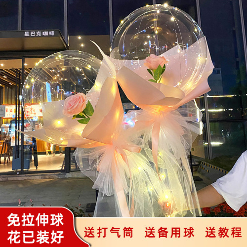 Bounce Ball Free Tutorial Online Red Luminous Balloon Bouquet Roses 520 Valentine‘s Day Night Market Promotion Stall Wholesale