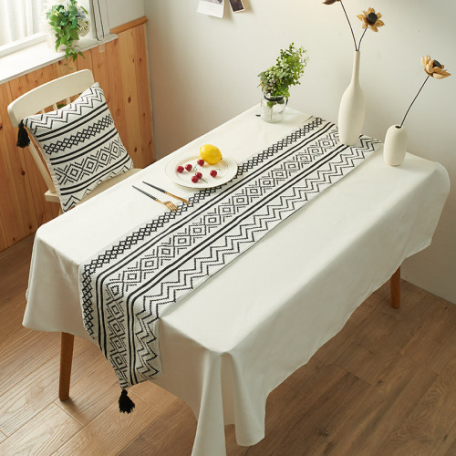 chenille geometric lines tassel table runner double-layer simple nordic style fresh and easy to match table towel in stock