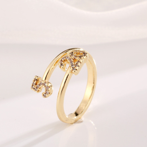 Korean Style Creative Popular Chinese Valentine‘s Day Popular Ornament Number 520 Diamond-Embedded Open Women‘s Ring Jewelry