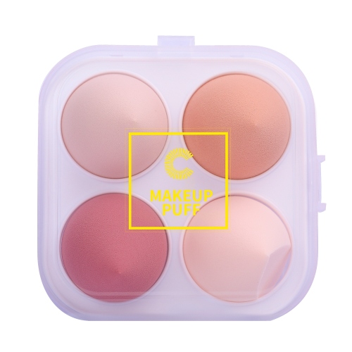 wet and dry cosmetic egg boxed non-smeared makeup sponge ball soft 4 pack beauty blender storage box sponge eggs