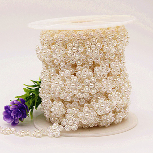 spot abs half-sided imitation pearl five-piece flower beads chain five-petal flower beads diy doll wedding beads lace