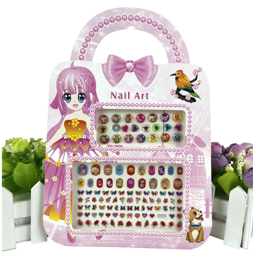 portable children nail stickers nail stickers cartoon girl nail piece 3d nail sticker with drill nail sticker with drill nail sticker