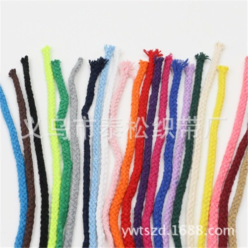 eight-strand colored cotton rope 5mm handmade dly drawstring binding cotton rope factory wholesale clothing belt hat belt