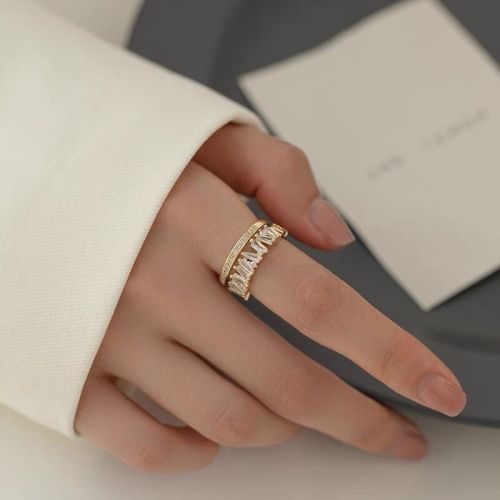 Personality Exaggerated Internet Celebrity Same Style Cool Style Temperament Geometric Ring Open Adjustable Ring European and American Retro Versatile