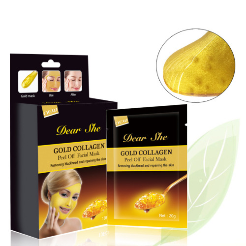 Dear She Cross-Border English Version Mask Gold Facial Mask Collagen Pore Acne Cleanser Tear and Pull Nasal Membrane Wholesale