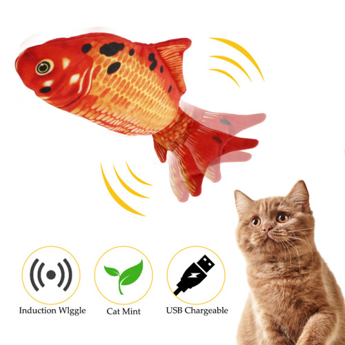Amazon TikTok Red Electric Fish Cat Toy Beating Simulation Fish Plush Toy Pet Toy