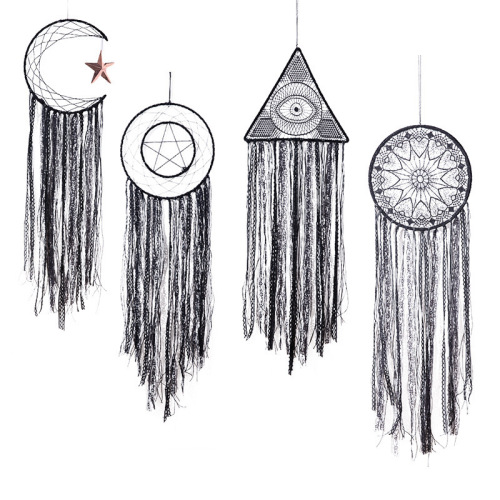 2021 indian black lace triangle round dream catcher cross-border hot sale tassel wind chimes hanging wall decoration