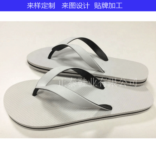 foreign trade export customized white two-color men‘s beach flip flops customizable logo pattern