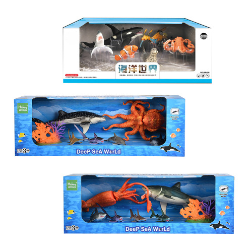 cross-border new marine animal model toy display box marine simulation model shark octopus children‘s toy