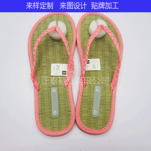 Factory Customized Woven Straw Mat Flip Flops Sandals couple‘s Straw Mat Slippers Can Be Customized Logo Pattern