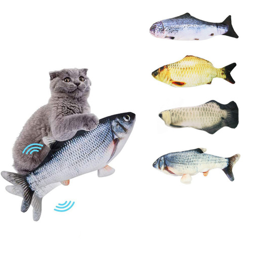 Cat Teaser Toy Pet Electric Fish Simulation Fish Touch Induction Vibration Beating Fish Cat Plush Toy 