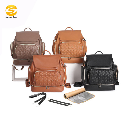 mummy bag factory direct supply pu mummy backpack baby diaper bag overseas hot sale mommies‘ leather bag shoulders