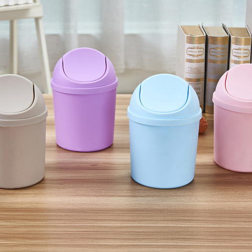 Japanese Creative Mini Storage Bucket Kitchen Plastic European Style Desktop with Lid Small Trash Can Household One-Piece Delivery