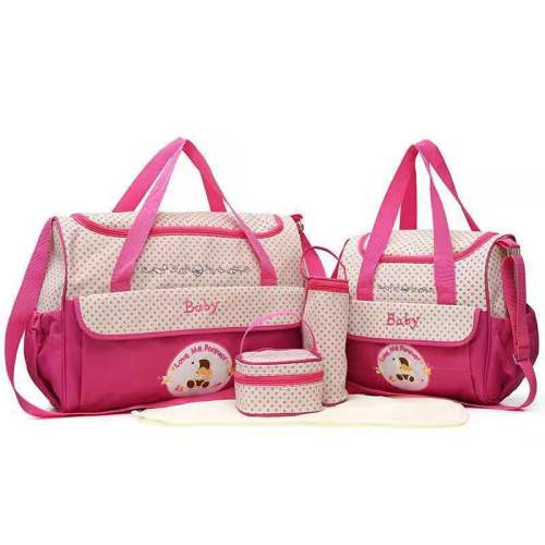 Cartoon Five-Piece Suit Mummy Bag Large Capacity Wholesale Mother Bag Baby Travel Portable Crossbody Baby Diaper Bag