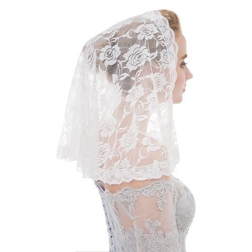 new white bridal lace headscarf muslim headwear wedding veil short shawl single layer veil cover