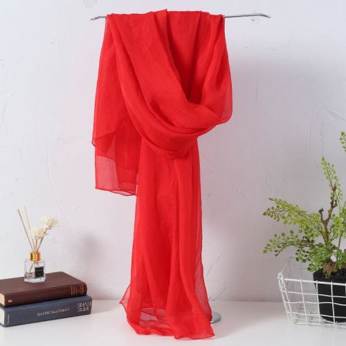 manufacturers directly sell pure color silk-like chiffon scarves women‘s air conditioning shawls beach scarf wholesale