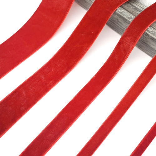 manufacturer direct selling red velvet ribbon elastic velvet full specification single-sided velvet belt flocking belt double-sided velvet belt