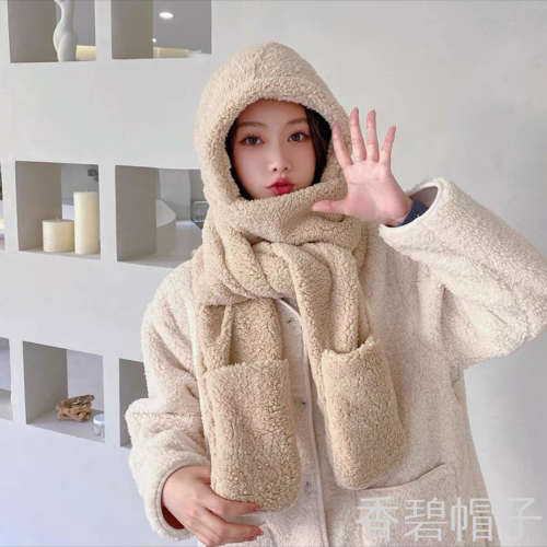 light board integrated hat scarf gloves three-piece ordinary adult and child