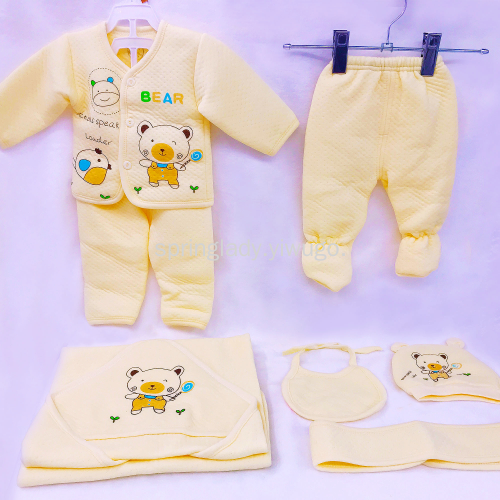 spring lady newborn thermal underwear 7-piece suit autumn and winter thickened men‘s and women‘s baby clothes children‘s clothing