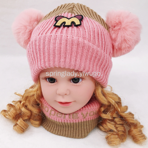 Spring Lady Children‘s Knitted Hat Autumn and Winter Baby Warm Wool Ball Hat Cute Men and Women children‘s Pullover Cap