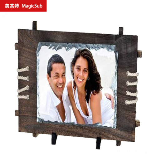 Sublimation Blank Material Stone Painting Sh40 with Wooden Frame Personalized Photo Table Decoration Coating Stone Painting Material Wholesale 
