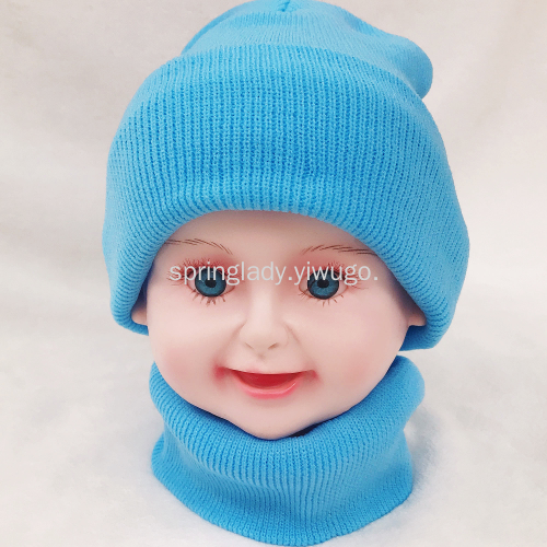 Spring Lady Autumn and Winter Babies‘ Baby Wool Cap Boys and Girls Hat Knitted Hat Scarf Set
