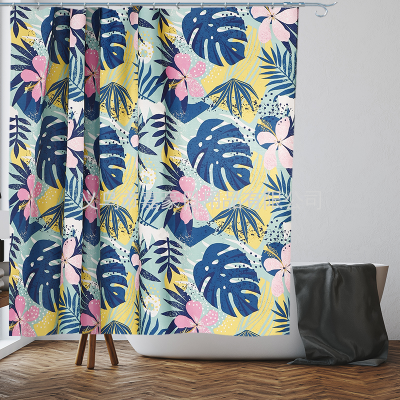 Bathroom Waterproof Door Curtain Shower Curtain Mildew-Proof Polyester Printing 180*180 Customizable Size