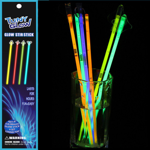 Light Sticks DIY Four-Pack Cocktail Sticks Stirring Sticks Light-Emitting Toys Holiday Party Bar Party Glow Sticks 