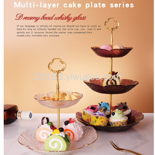 european creative glass string disk three-layer fruit plate dim sum rack hotel dessert table decoration tray dried fruit snack dish
