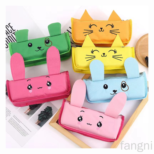 factory direct domestic and foreign trade new panda rabbit animal new simple large capacity pencil case stationery storage bag