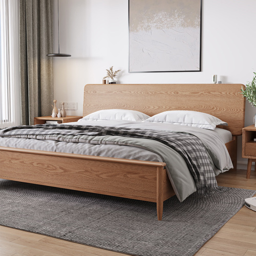 Nordic Solid Wood Bed Modern Simple Double Bed White Wax Wood Bed Ins Internet Celebrity 1.5 M 1.8 M Master Bedroom Bed