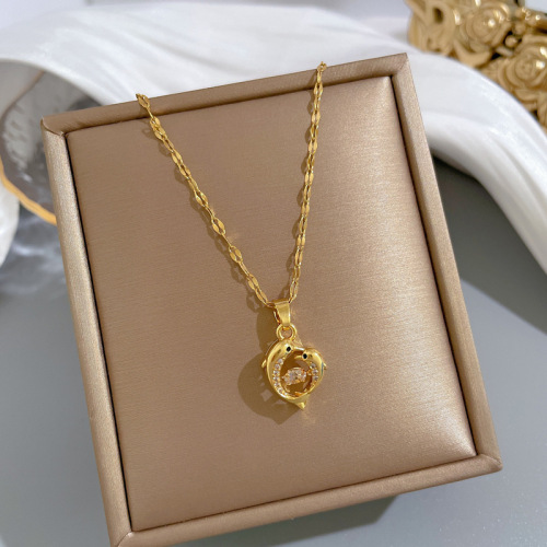 smart dolphin necklace for women 2022 new trendy exquisite simple all-match clavicle chain ornament