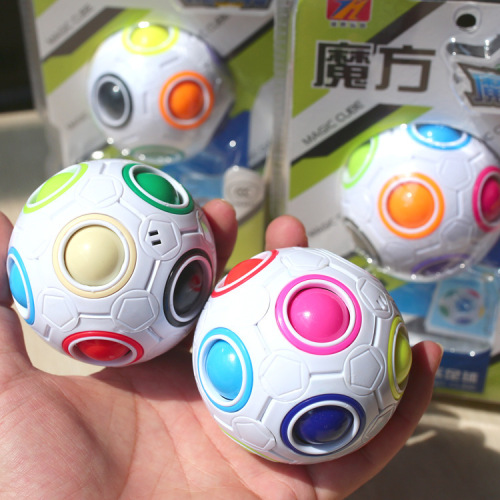 Special-Shaped Decompression Cube Creative Football Cube Educational Toy Lanyard Magic Ball children‘s Magic Rainbow Ball