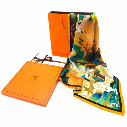 sinsa silk kerchief series heshan ju tu dragon boat festival scarf buckle gift box high-end silk scarf gift